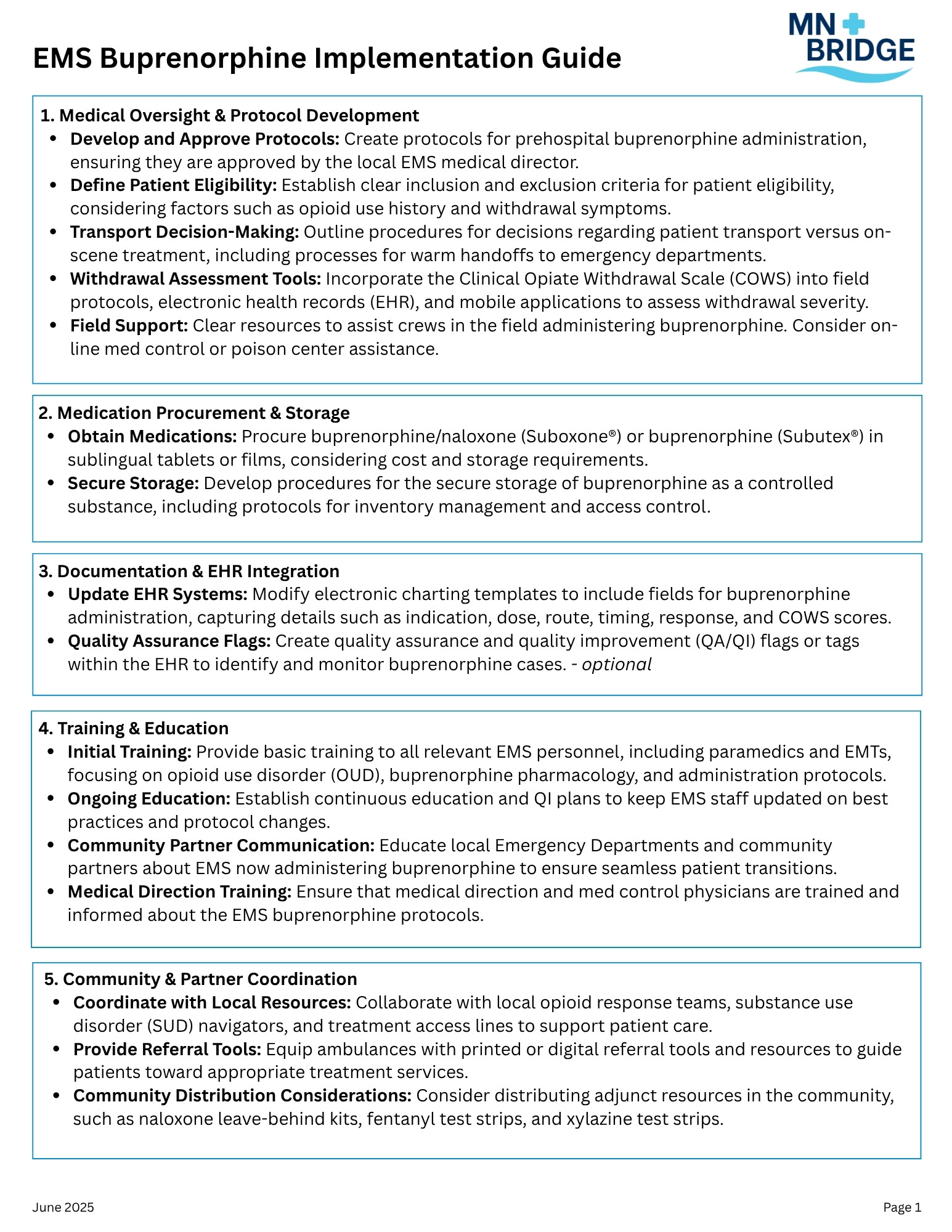 Screenshot of MN Bridge EMS Implementation Guide