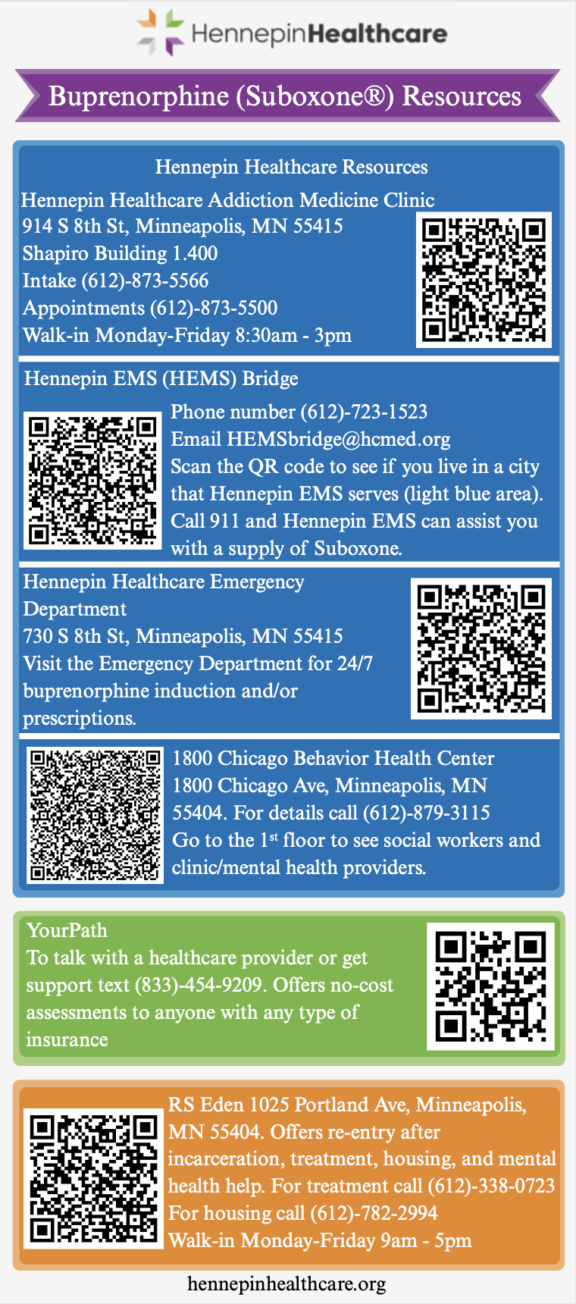 Screenshot of Hennepin EMS Buprenorphine Resources